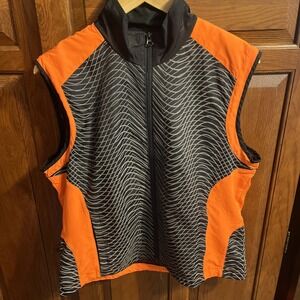 RUseeN Cycling Jersey Men Medium Orange  Black Neon Reflective Vest Full Zip